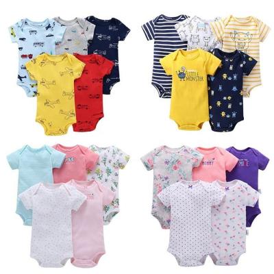 China New Product Breathable Soft Summer Wholesale Soft Stretch Baby Boy Overalls 5 Piece Baby Romper for sale