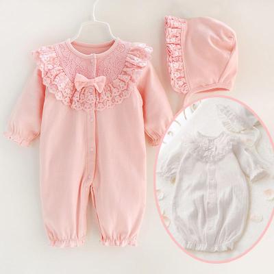 China 100% Cotton Long Sleeve Baby Romper Set With Hat Baby Clothes Infant Toddler Romper Jumpsuit Baby Sleeping Bag for sale