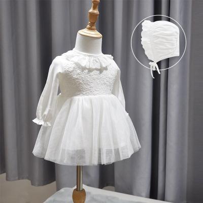 China Wholesale Breathable White Lace Baby Dresses Plain Baby Wedding Birthday Party Long Sleeve Dressing Up For Babies for sale