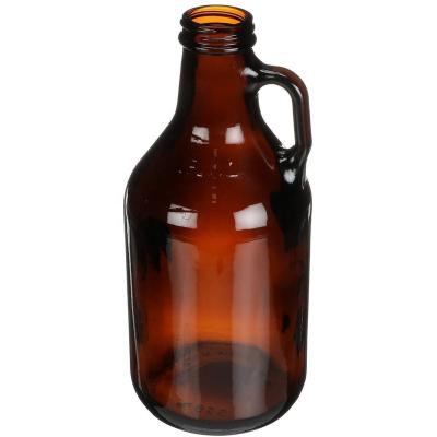 China 32 oz drink around Amber Glass Handleware Growler - neck finish 38-400 for sale