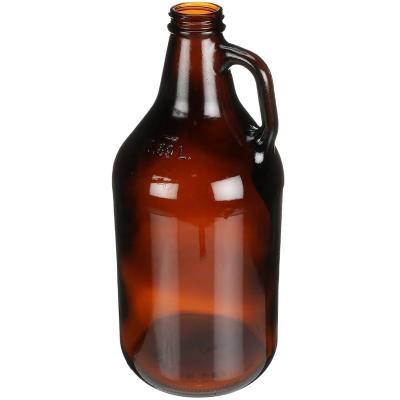 China Beverage 64oz Amber Glass Round Handleware Growler - neck finish 38-400 for sale