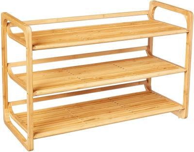 China Chinese 4 Tier 100% Solid Wooden Shoe Rack, Bamboo Shoe Rack With Handle For Outdoor for sale