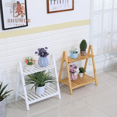 China Sustainable Modern Wooden Plant Flower Ladder Plant Pot Rack for sale