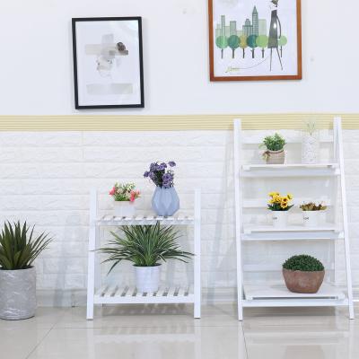 China Sustainable Wholesale Wooden Flower Plant Pot Stand Wedding Decoration Ladder for sale