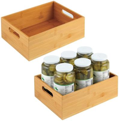 China Bamboo Buffet and Fridge Drawer Organizer Tools Tray with Handle for sale