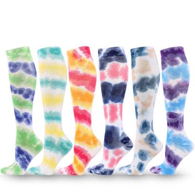 China QUICK DRY Casual Tie Dye Cotton Soft Athletic Compression Crew Sports Running Socks for sale