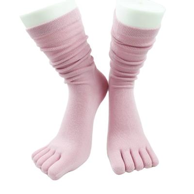 China QUICK DRY fashion long tube five finger lady cotton loose thongs INS yoga warm socks for sale