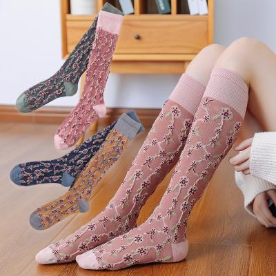 China Fashion Antibacterial Wholesale Colorful Breathable Tube Socks Women Casual Cotton French Quilter Socks Long Retro for sale