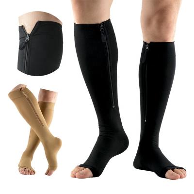 China QUICK DRY Women Men's Medical Side Stretch Zipper Compression Legs Socks For Shaping Body Diabetic for sale