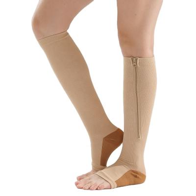 China QUICK DRY medical diet open toe zipper tube sports compression calf socks medium elastic protective socks for sale