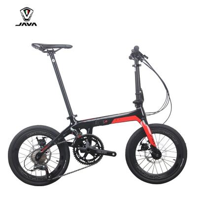 China Carbon fiber JAVA J AIR-X1 fashion 16 inch folding bicycle in stock carbon folding bike wholesale lightweight city bicycle for sale