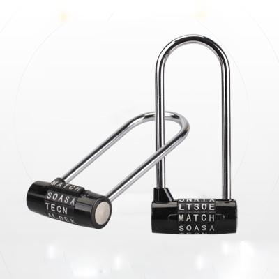 China Longer Bicycle Steel U-type Lock Combination 5-Alphabet Steel Padlock Cabinet Door Body Security Password Zinc Alloy Lock for sale