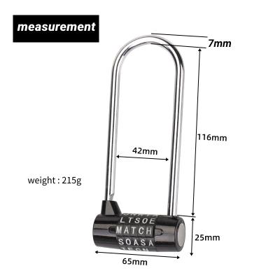 China Longer Bicycle Steel U-type Lock Combination 5-Alphabet Steel Padlock Cabinet Door Body Security Password Zinc Alloy Lock for sale