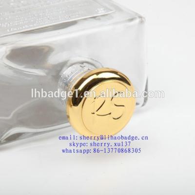 China Non spill shiny silver/gold whiskey metal cap, xo bottle premium metal bottle cap, zinc alloy liquor cap for sale