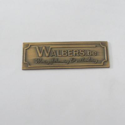 China Sparkling Antique Brass Metal Labels Furniture Label Sofa Brand Logo Plate for sale