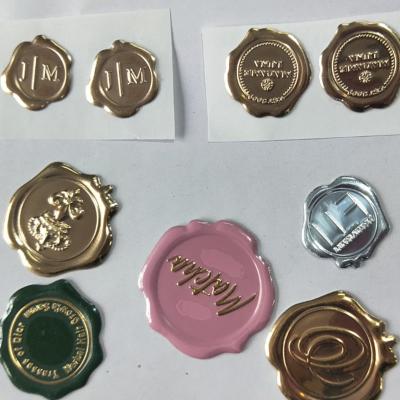 China Custom Waterproof 3D Metal Wax Seal Label Sticker For Seal Envelope for sale