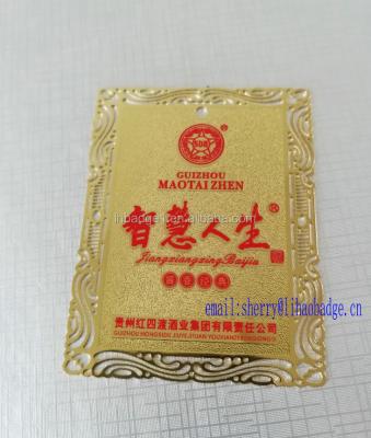 China Europe Gold Color Etching Hollow Copper Business Card , Cut Sandblasting Brass Nameplate for sale