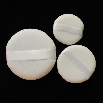 China large Pinkz Velvet Refillable Cosmetic Sponge Satin Powder Puff White Loose Loose Powder Puff Free Sample for sale