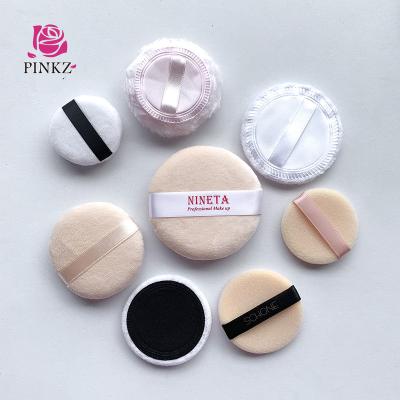 China Cotton Imported Beauty Blend Puff Long Hair Cosmetic Puff Puff Loose Round Sponges Powder for sale