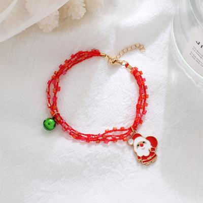 China Holiday Christmas Variety Adjustable Beads Braided Simple Tree Creative Green Bracelet Jewelry Christmas Bell Holiday Female Accessories for sale