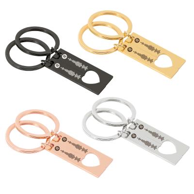 China Metal Valentines Girlfriend Music Love Gifts Men's Keychain Laser Engraving Stainless Steel Key Chain for sale