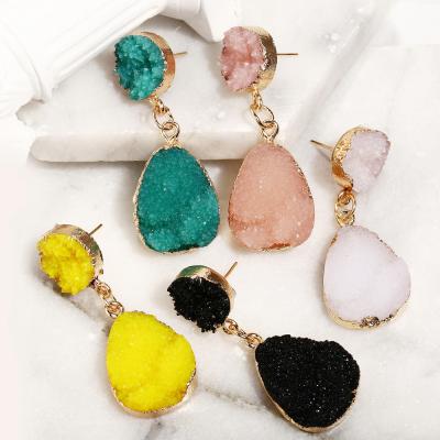 China Natural Quartz Colorful Nested Creative Delicate Vintage Gemstone Crystal Earrings Women Wholesale FASHIONABLE for sale