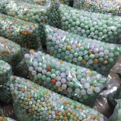 China DIY Jewelry Making Colorful A Grade Natural Burma Jade Round Loose Jade Beads For DIY Bracelets Jewelry Making for sale