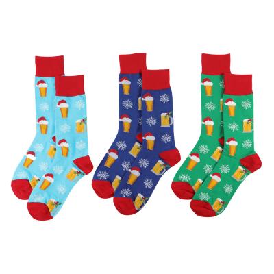 China Breathable Christmas Beers Socks Christmas Stocking Custom Made Unisex Novelty Gifts Christmas Gifts Socks for sale