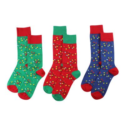 China Breathable Christmas Lights Socks Christmas Stocking Novelty Gifts Custom Sock Christmas Gifts for sale