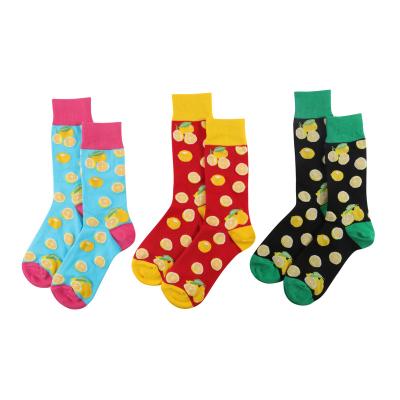 China Breathable Lemon Fruit Socks 100% Cotton Unisex Sport Custom Logo Novelty Socks Men's Socks for sale