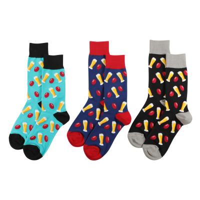 China Beer And Footy Breathable Cotton Socks Logo Christmas Stocking Unisex Custom Sports Socks for sale