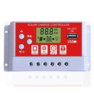 China Wind Controller New 12/24V DC Solar Power Generation System 10A 20A 30A PWM Lithium Lead Acid Battery Solar Charging Controller for sale