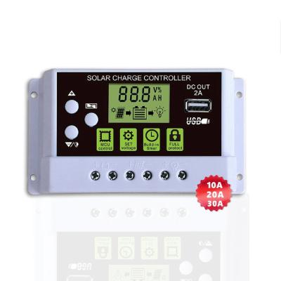 China New Product Listing Wind Controller 12V 24V Auto Battery Regulator Off Grid Solar Power Generation System 10A 20A 30A PWM Solar Charging Co for sale