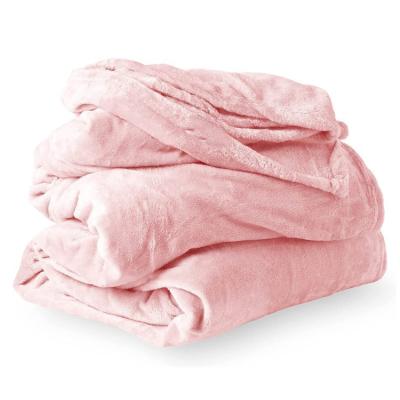 China Light Pink Adult Anti-pilling Throw Flannel Fleece Blanket Custom All Colors Knitted Super Soft Solid 100% Polyester Microfiber Plush Warm for sale