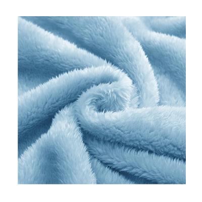 China Anti Pill Baby Blue Plain Knitted Sherpa Fleece Fabric Rolls Arctic Velvet Dyed 100% Polyester Plush Soft Microfiber Solid For Blanket for sale