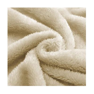 China Anti Pill Beige Plain Knitted Sherpa To Shear Arctic Velvet Fabric All Color Dyed 100%Polyester Plush Microfiber And Soft Solid For Cover for sale