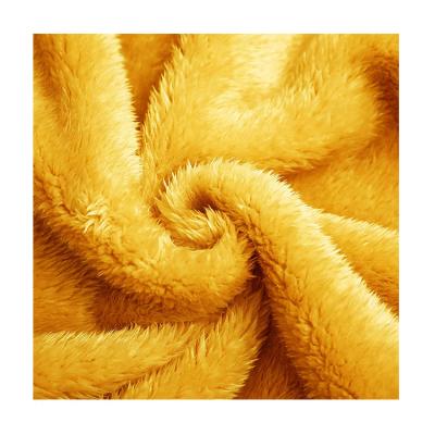 China Anti Pill Mustard Plain Sherpa Yellow Fabric Knitted All Super Soft Solid Arctic Fleece Custom Dyed Colors Plush Velor For Kids Blankets for sale