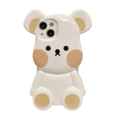 China Tide Design Brand Tide Design Bear Phone Shockproof Creative Easy Cartoon 3D Case For iPhone 13 12 11 pro XR Max X XS for sale