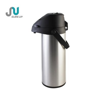 China High Quality Viable Airpot Lever Action Pump Stainless Steel Vacuun Outside Thermos Swivel Base Coating Glass Airpot for sale