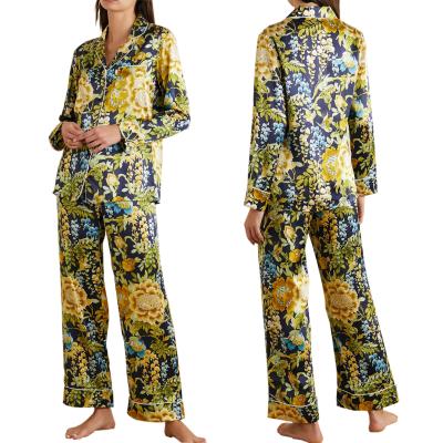 China QUICK DRY latest ladies pajamas set, female designer satin pajamas set custom wholesale ladies pajamas for sale