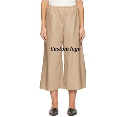 China Custom Logo Anti-Static Cotton Waist Casual Wide Leg 100% Wide Leg Pants For Women Wide Leg Pants Wholesale for sale