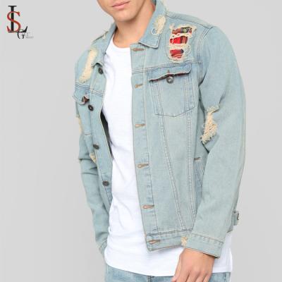 China Wholesale Distressed High Quality Custom Made Men's Lattice Jackets Spring Biker Denim Friend Jacket Viable For Men for sale