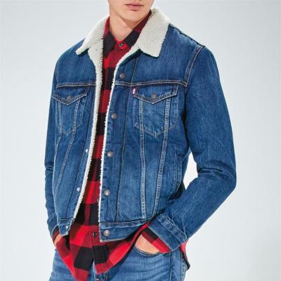 China Fashion QUICK DRY custom men's solid colored denim sherpa jackets for trucker for sale