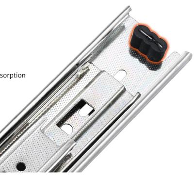 China Desktop Jieyang 3 Fold Telescopic Drawer Channel Cold Roll Heavy Duty Metal Steel Box Slide Rails for sale