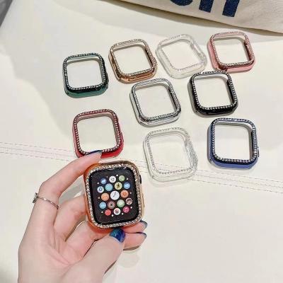 China Bling Diamond Apple Watch Waterproof Protector Dirt Resistant Luxury PC Cover Shockproof Case For Iwatch 4/5/6/Se for sale