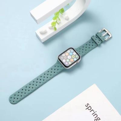 China Dirt Resistant Metal Buckle Watch Straps Comfortable Soft Silicone Replacement Band Smart Watch Band Strap For Iwatch Series for sale