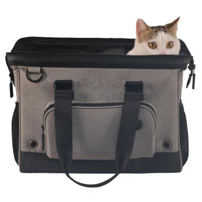 China Sustainable Custom Deisng Fashion Foldable Ventilate Pet Bag Mesh Pet Travel Tote Bag Small Cat Dog Carrying Handbag for sale