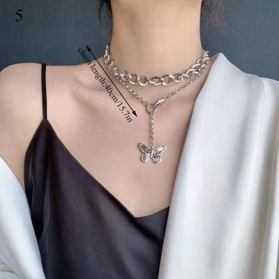 China High Quality Variety Butterfly Pendant Necklace For Women Double Layer Butterfly Beads Necklace Jewelry for sale