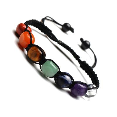 China Hot Selling Vintage Colorful Random Shape Agate Bangle Woven Natural Stone Jewelry Bracelet for sale