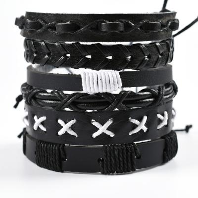 China High Quality Vintage Wholesale Hot Selling Men Leather Braided Bracelet Popular Jewelry Bracelet For Men for sale